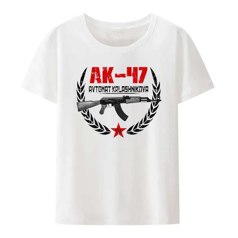 Men Loose Modal T Shirt Russian Rifle Kalashnikov Ak 47 Printing Tees Summer Short-sleev Creative Breathable Street Fashion Tops