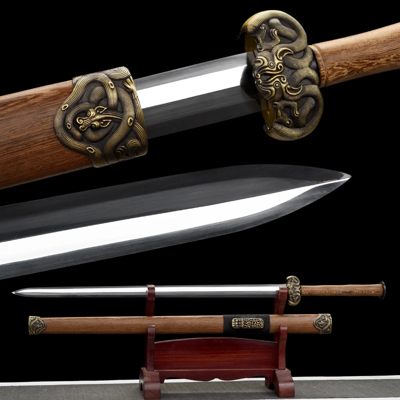 Tradition Han Jian Sword 5160 High Carbon Steel Blade Sharp Real Rosewood Saya Samurai Swords Ready Battle Wushu Dragon Katana
