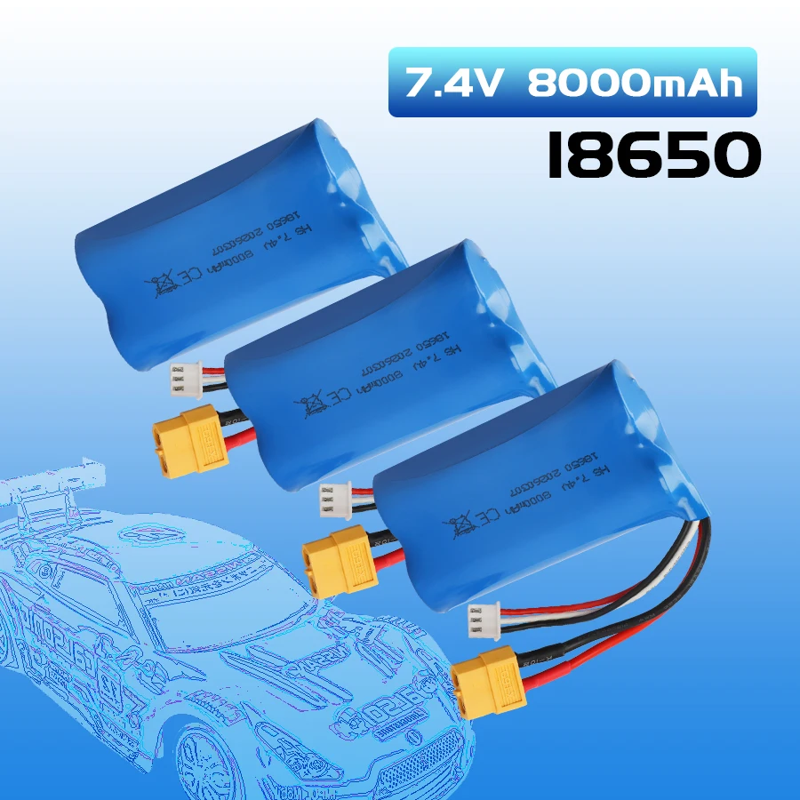 

Литий-ионный аккумулятор 8000 мАч 2S 18650 XT60 для радиоуправляемых танков Henglong 3818 3819 3838 3878 3888 3898 3909 3918 3938 3939 масштаба 1/16, запчасти для игрушек