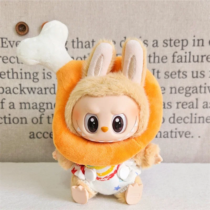 

Kawaii плюшевый набор акулы для Labubu, милый желтый звездный тост, головной убор, костюм с куриной голочкой для кукол 17 см, аксессуары для кукол Ladbubu