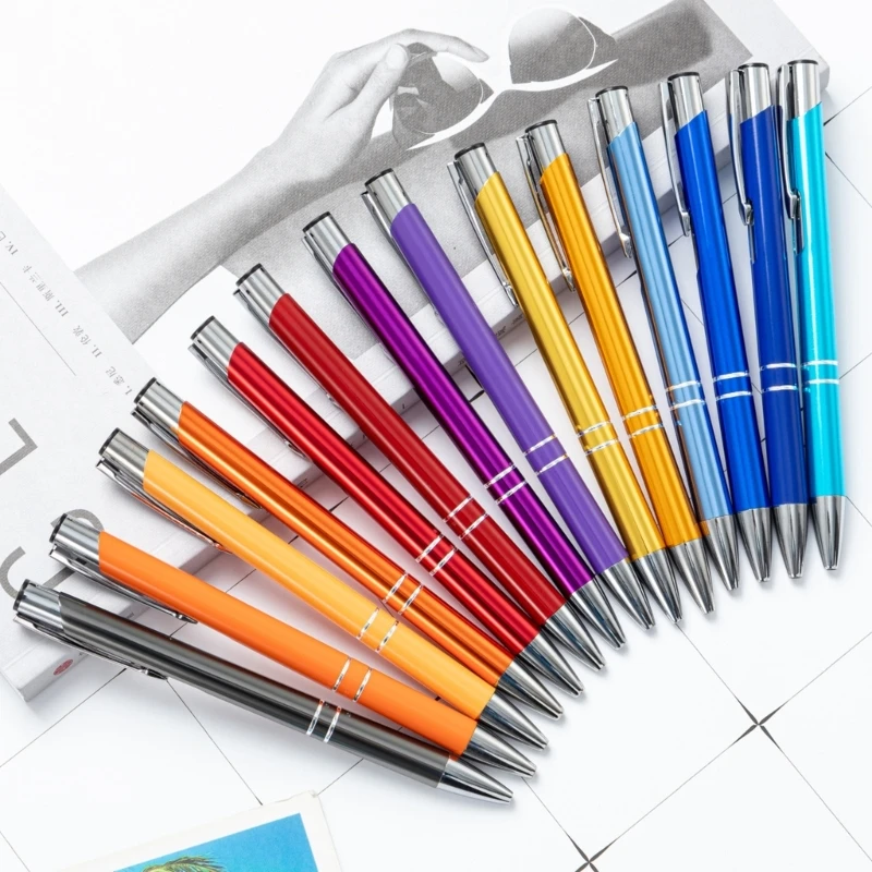 Y1UB 10x/Set Retractable Ballpoint Pen Writing Pen 1.0mm Pen Journaling Pen Metal Pen for School Office Work