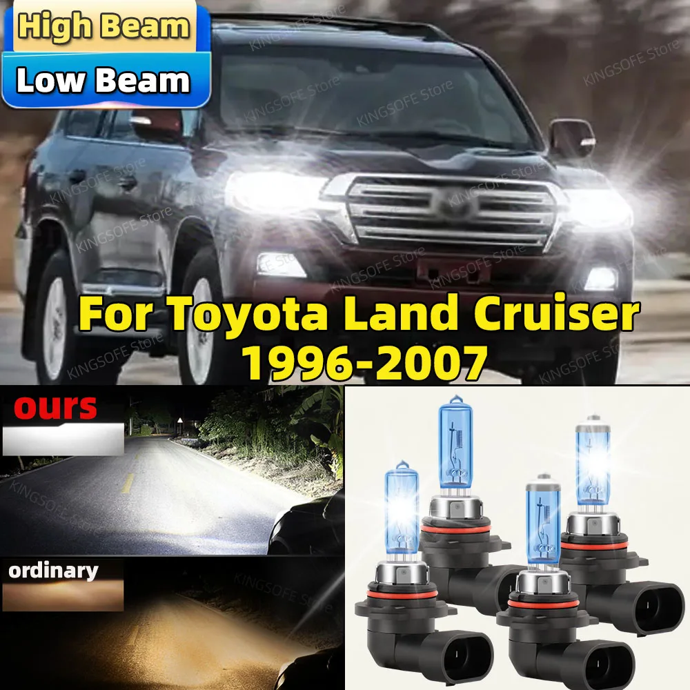 

4Pcs 100W Halogen Lamp Canbus Car Headlight HB3 HB4 High Low Beam 6500K For Toyota Land Cruiser 1996-2007 2003 2004 2005 2006
