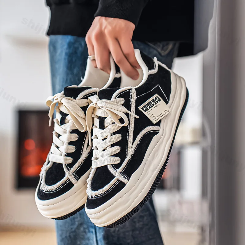 

Мужская вулканизированная обувь, осень 2023, уличная модная обувь для бега, повседневные кроссовки на платформе, Нескользящая парусиновая обувь, Zapatos Hombres