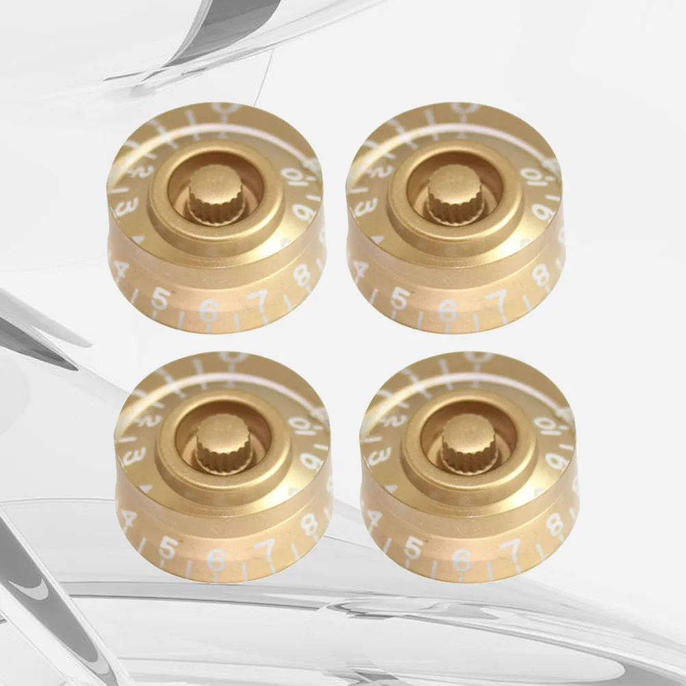 4 PCS/ Set Round Guitar Knobs Volume Tone Control Knobs Rotary Knobs for Style Electric Guitar Parts Replacement (Golden)