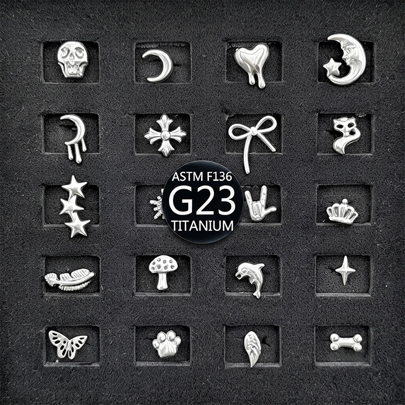 G23 Halloween Cartilage Earrings Stud Set Titanium Steel Helix Tragus Conch Piercing Jewelry Skull Moon Cross Bow Star Metal Kit