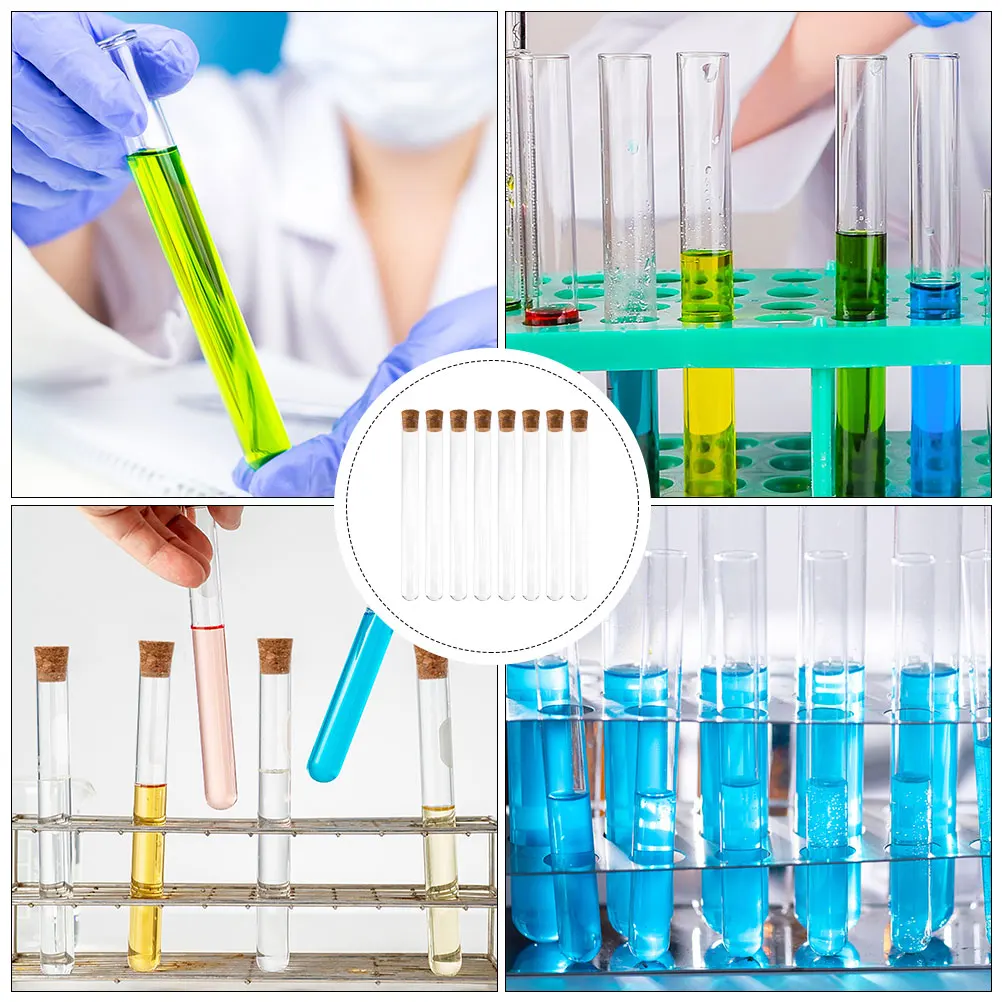 

8 Pcs Glass Test Tube Tubes with Lids Laboratory Sample Storage Container Containers Science