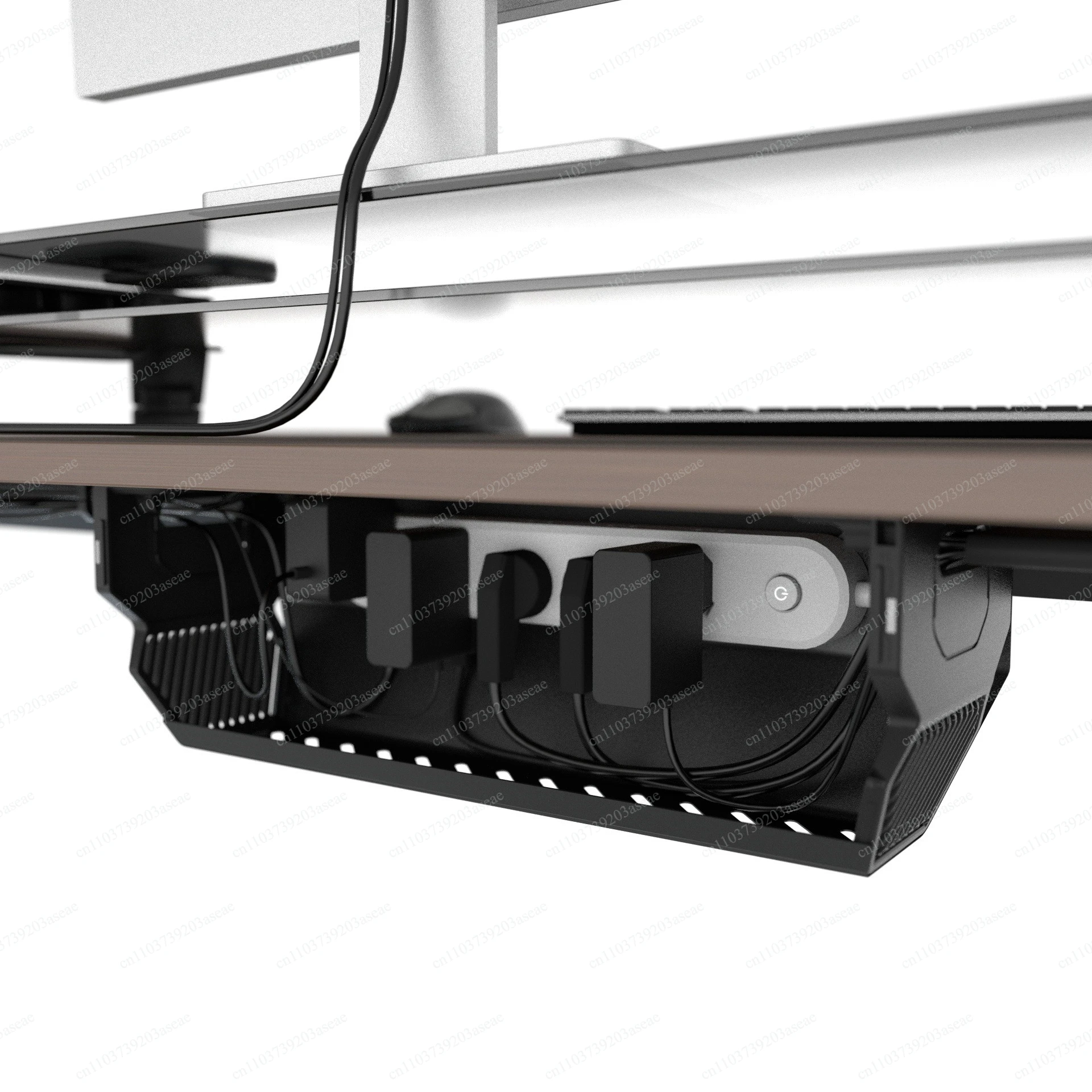 No Drill Under Desk Cable Organizer Power Strip Storage Box Wire Hidden Tray Cable Management System for Computer Desk