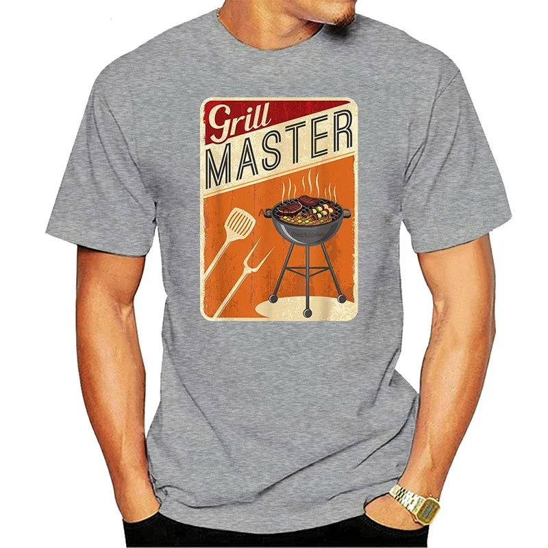 Grill Master T-shirt Distressed  Retro Barbecue Gift Fashion High Quality Printing Funny Short Sleeve Informal manga Sweatshirt