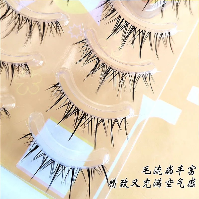 New 5 Pairs Thai Makeup False Eyelashes Natural Transparent Thin Band Eyelashes Japanese Simulation Slender Lashes Extension