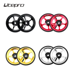 Liteproelite Folding Bicycle Easy Pushing Wheel Sealed Bearing Aluminum Alloy Ultra light Cycling Push Wheels For Brompton Bike