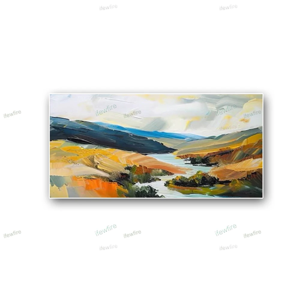 

Handmade Abstract Wall Art Oil Painting Decor Live Artwork Large Horizontal Mural Gold Fine Picture For Home Room Pendant Poster