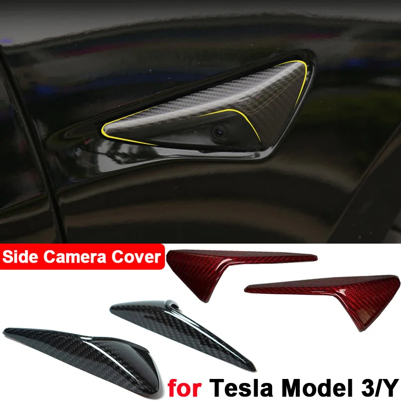 

Real Carbon Fiber Accesories for Tesla Model 3 Y 2023 2022 Side Camera Protector Cover Exterior Decoration Parts Trim Sticker