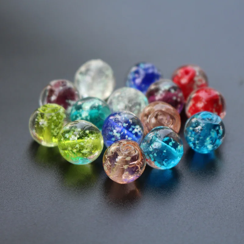 20Pcs LTJ 12mm Luminous Lampwork Glass Beads Simply Round Multi-color Jewelry Making