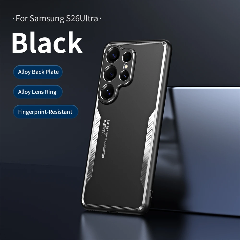 Luxury Armor Aluminum Alloy Backplane Camera Hrad Case For Samsung Galaxy S26 Ultra S25 S24 Plus Soft Edge Anti-drop Back Cover