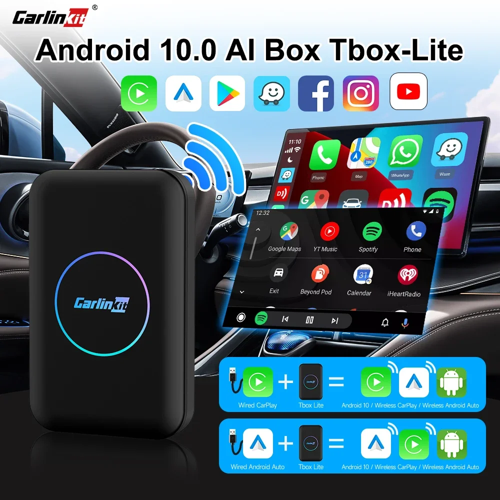 Carlinkit android caixa de tv sem fio android adaptador automático carplay ai caixa de jogo embutido para youtube netflix conexão automática rápida