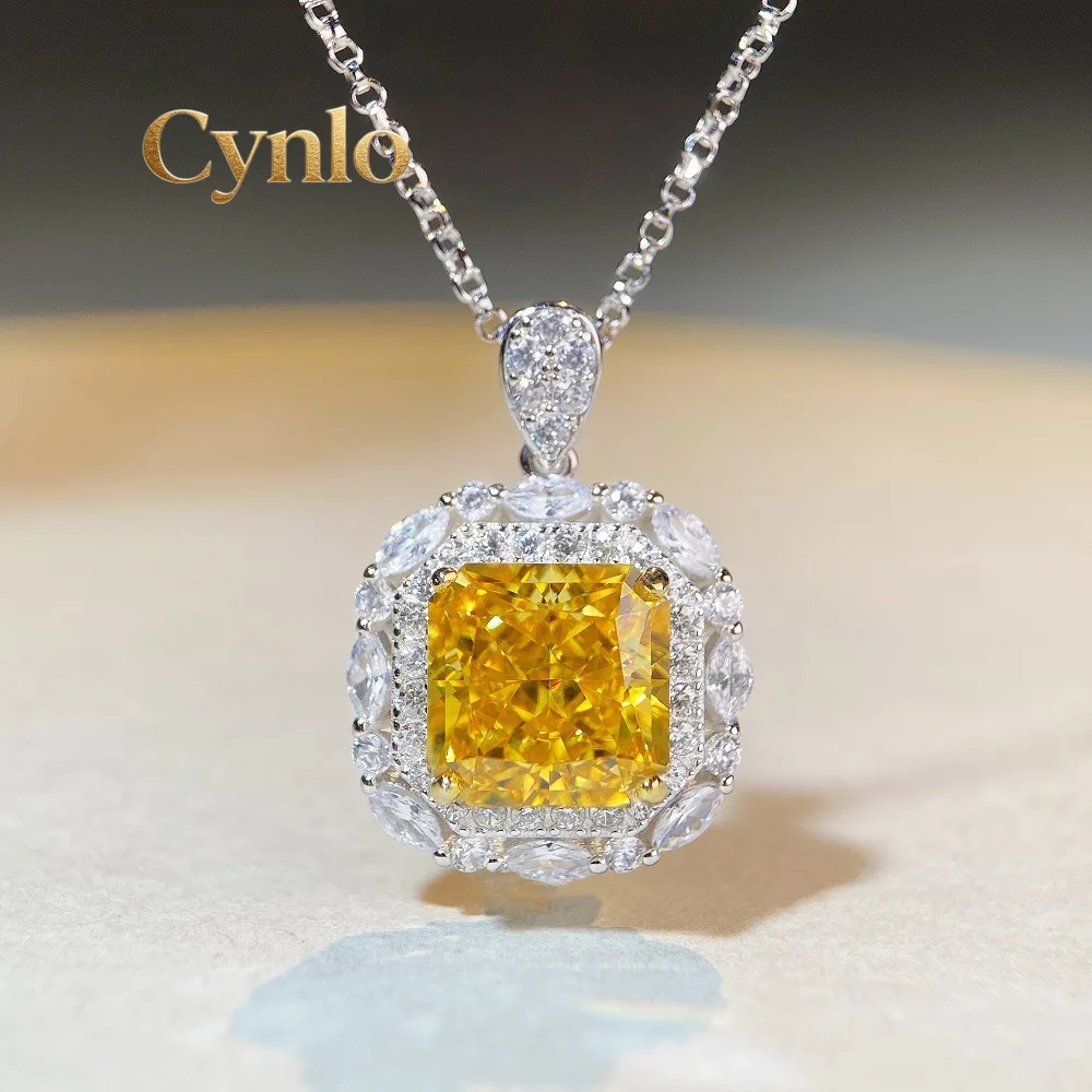 

Cynlo Jewelry Luxury white gold solid platinum PT950 Green Diamond Yellow Diamond Full Diamond Pendant Reddish Che Pendant Clavi