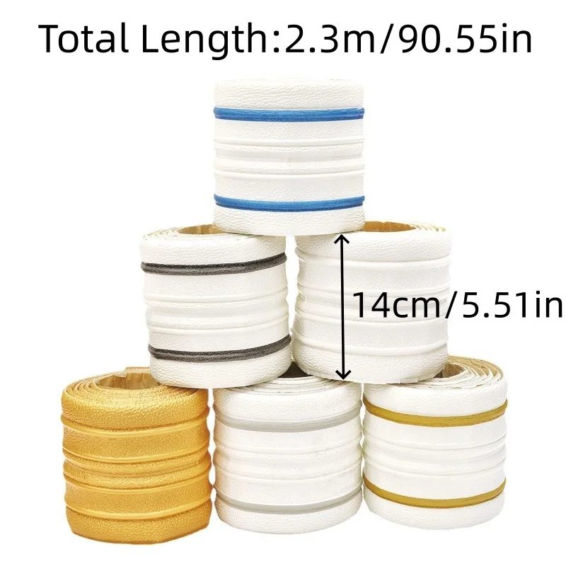 1roll 2.3mx14cm 3D foam wall trim strip sticker self-adhesive waterproof ceiling floor waist line sticker decorative skirting ﻿
