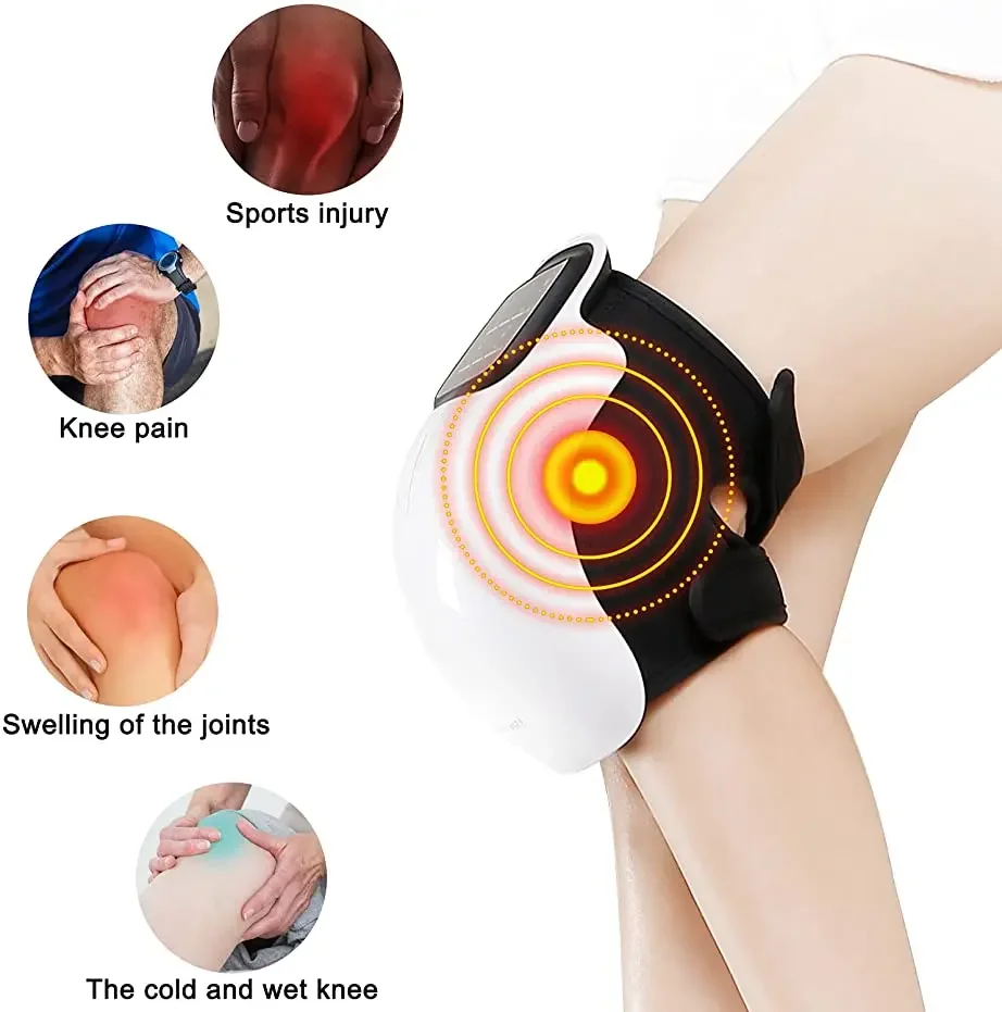 LED Touch Screen Infrared Knee Massager Pain Relief Vibrating Heating Electric Knee Massager