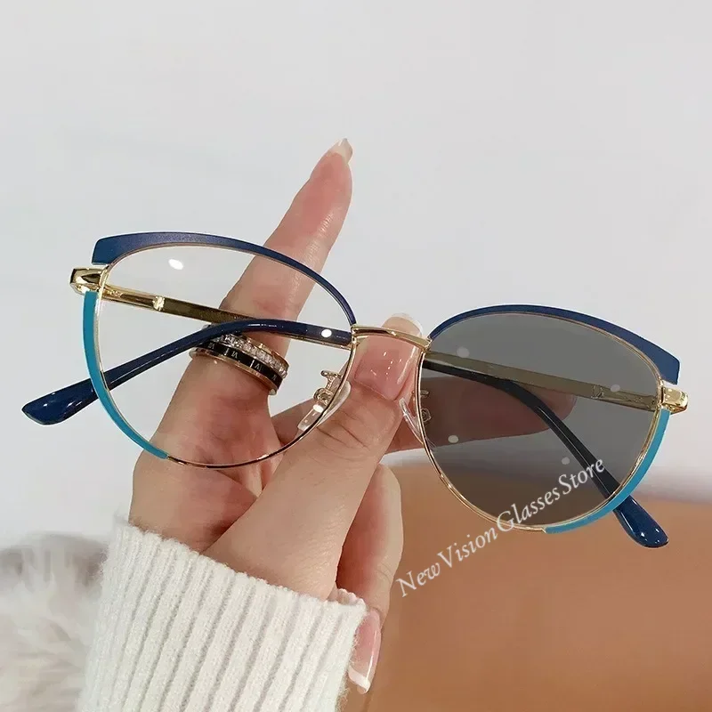 أزياء خمر مكافحة الضوء الأزرق النظارات اللونية النساء القط العين مثلث اللون تغيير النظارات الشمسية نظارات حماية العين