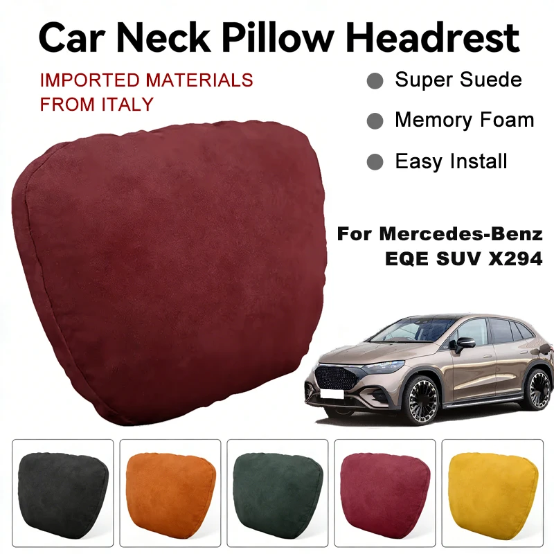 

Italy Suede Car Neck Rest Pillow For Mercedes-Benz EQE SUV X294 Seat Head Neck Support Cushion Auto Interior Accessories