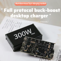 Cargador de escritorio de carga rápida para coche, módulo buck-boost de 300w, 24V CC 55x25mm a USB tipo C PD100w, convertidor desviador de carga portátil