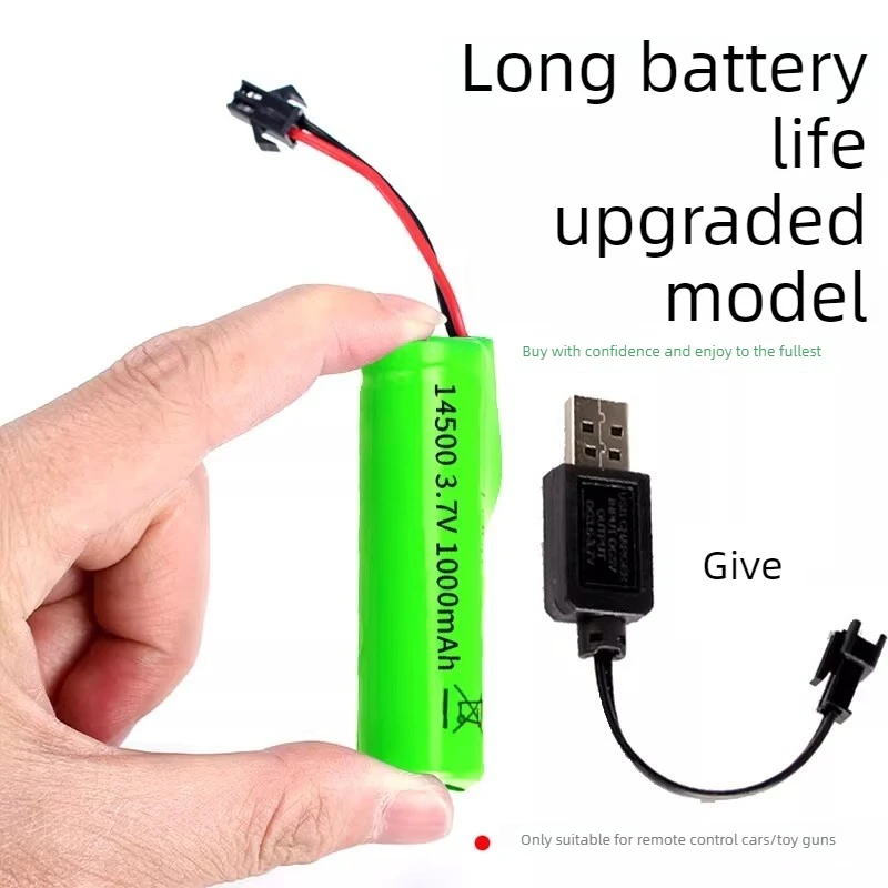 Upgrade New 14500 3.7V 1000mah Li-ion Battery For C2 D828 RC Stunt Dump Car Toy Accessory With SM-2P Plug + USb Charging Cable