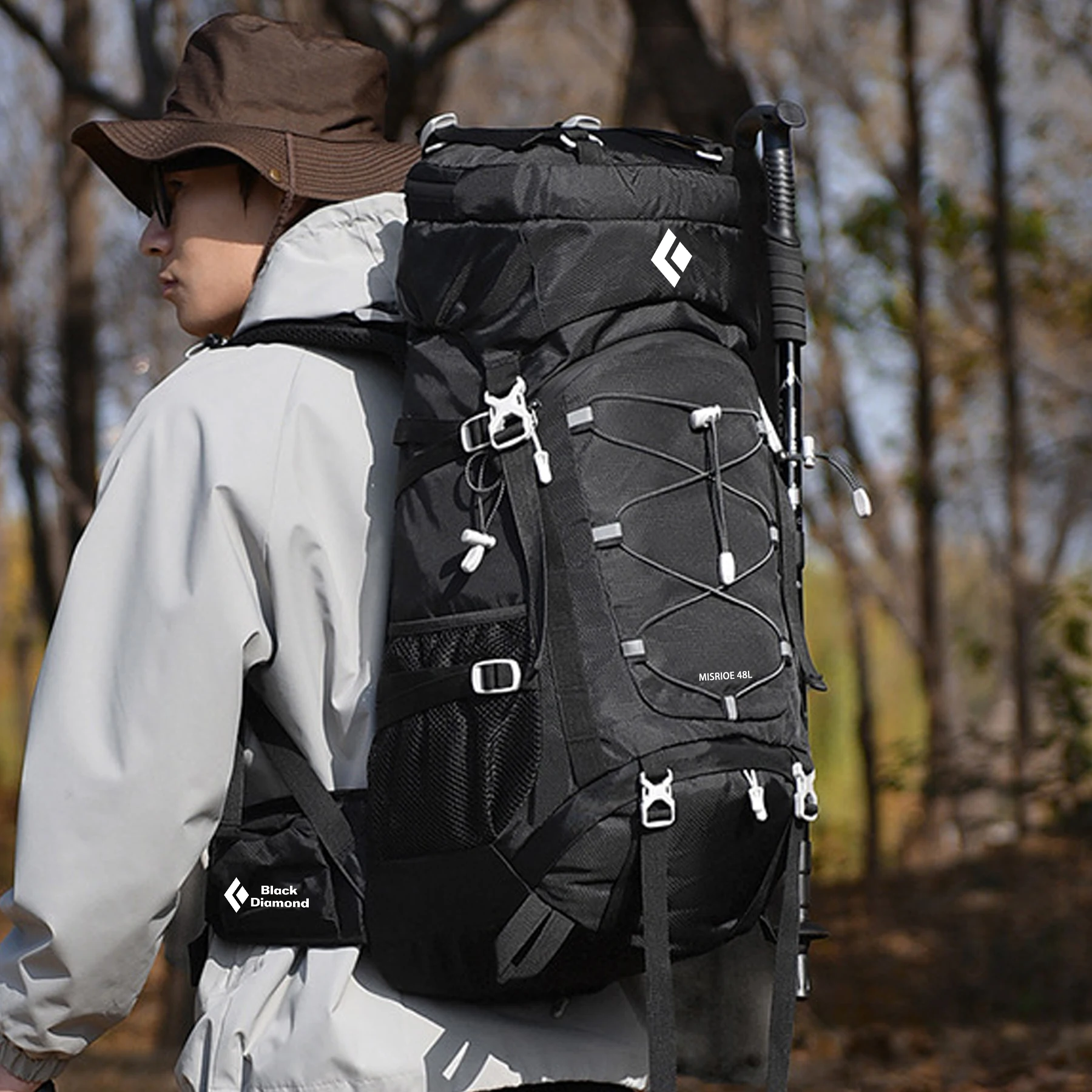 Black Diamond Multifunktionale Bergsteigertasche 48L Große Kapazität Reise-Bergsteigertasche Wasserdicht – Detail 4