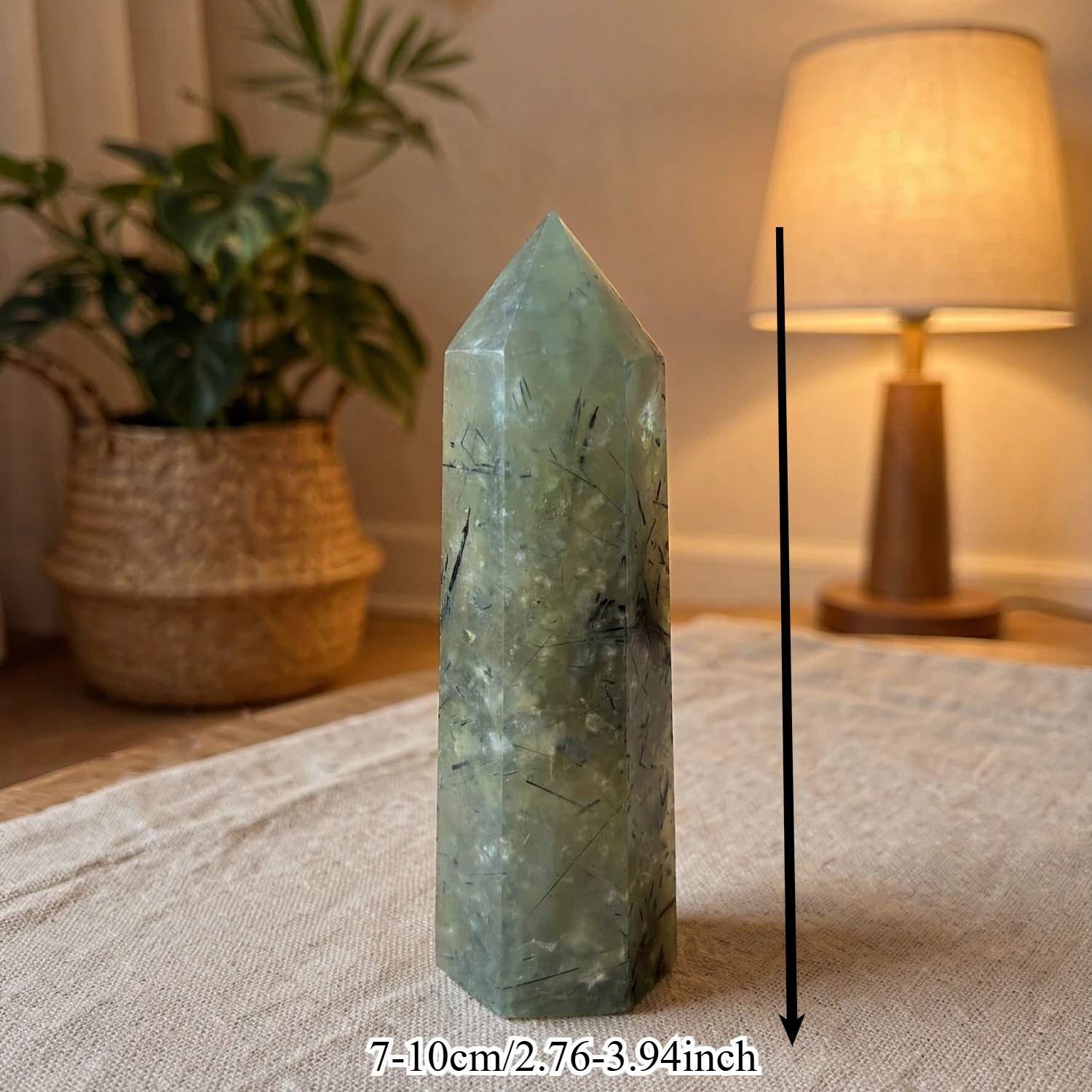 7-8cm Natural Prehnite Obelisk Crystal Tower Point, Polished Healing Stone Wand, Home Decor Ornament, Great Gift