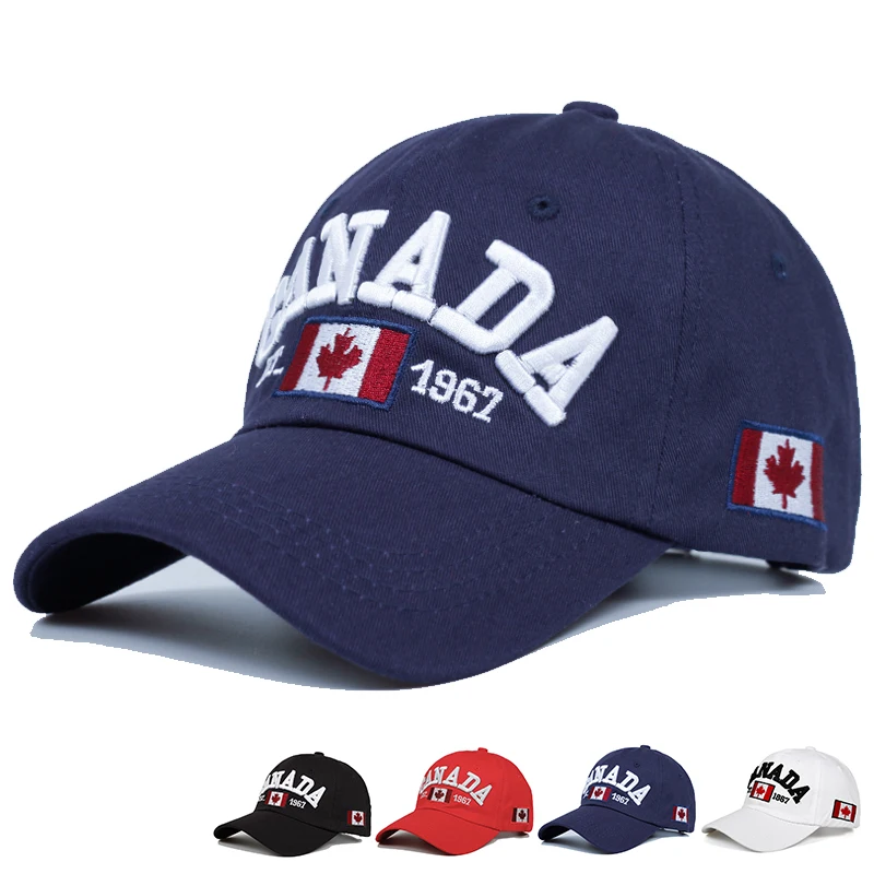 Men Baseball Hat Canada Flag Letter Embroidery Baseball Caps Cotton Gorra Snapback Curved Dad Hat Leisure Outdoor Sports Cap