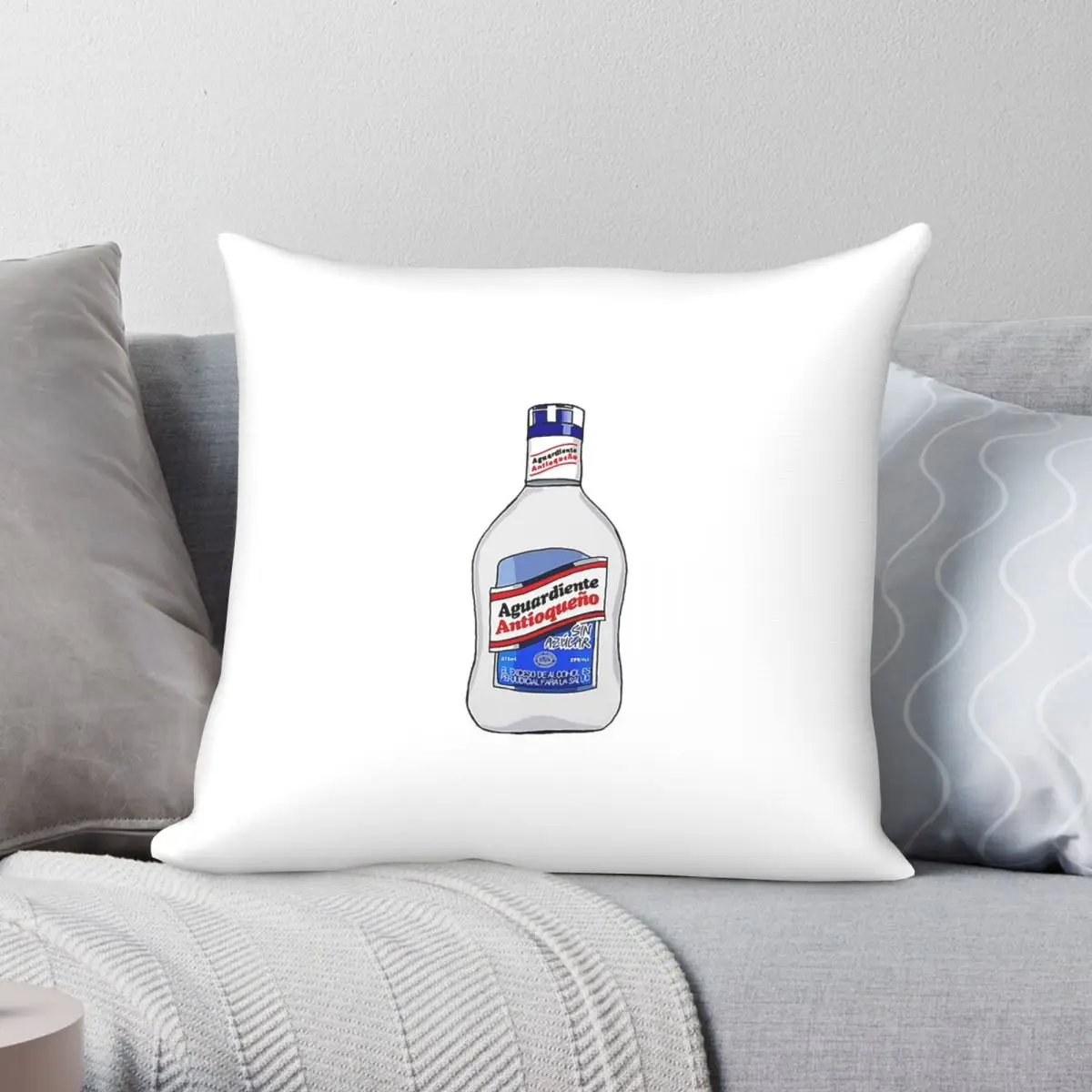 Aguardiente Antioqueﾱo Guaro Funda de almohada cuadrada de poliéster, lino y terciopelo, decoración creativa con cremallera, funda de cojín para cama