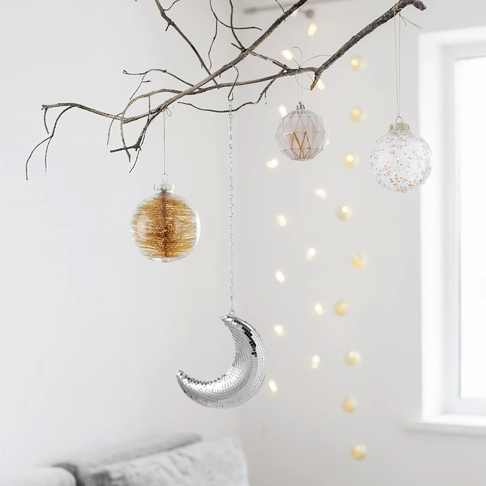 

Silver Moon Pendant Home Decor Disco Ball Retro Wall Hanging Glass Room nament Silver Color Durable Material Indoor Stage