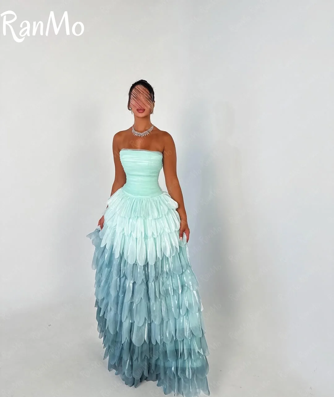 Ranmo New Strapless Gradient Prom Evening Dresses Tiered Floor Length Party Dress 2025 Night Cocktail Prom Gowns Customized 2025