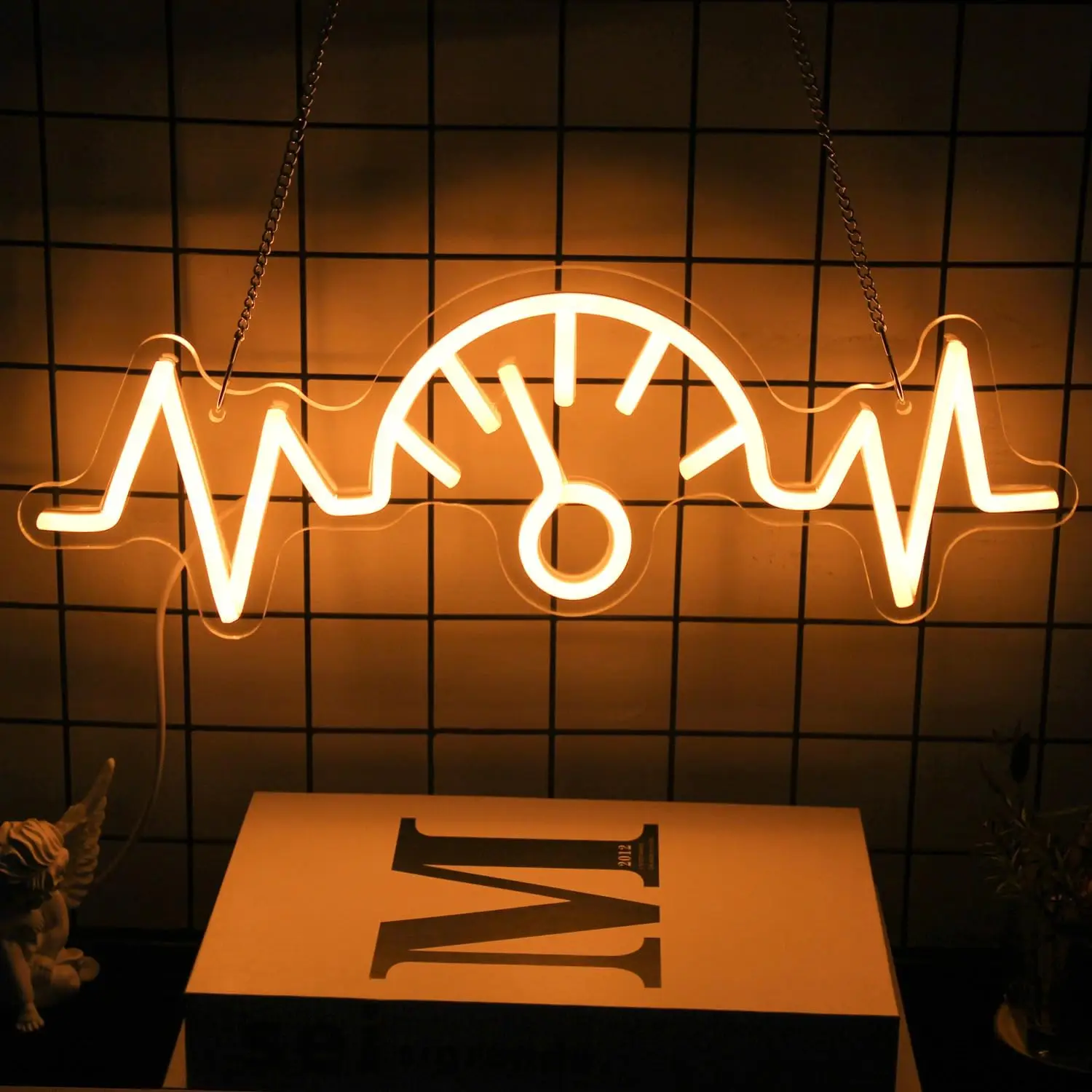 

Heartbeat Neon Sign USB Dimmable LED Wall Light Sign Warm Glow for Game Room Man Cave Music Studio Modern Tech Decor Lamp Gift