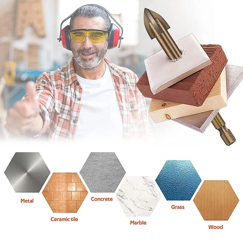 A20F-10PC Efficient Universal Drilling Tool,Multi-Function Cross Alloy Drill Bit Tip Tools,Carbide Drill Tap Bit Set