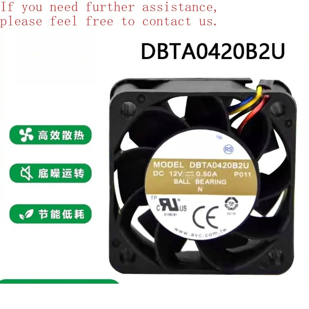 

For AVC DBTA0420B2U 4020 4cm 12V 0.50A main board pwm server double ball fan