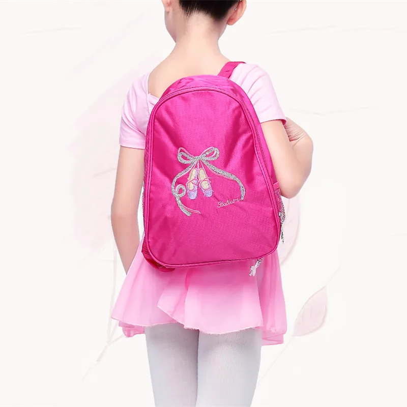 Bolsa de Ballet bordada para niña, mochila de libros para niños, mochila de baile impermeable rosa