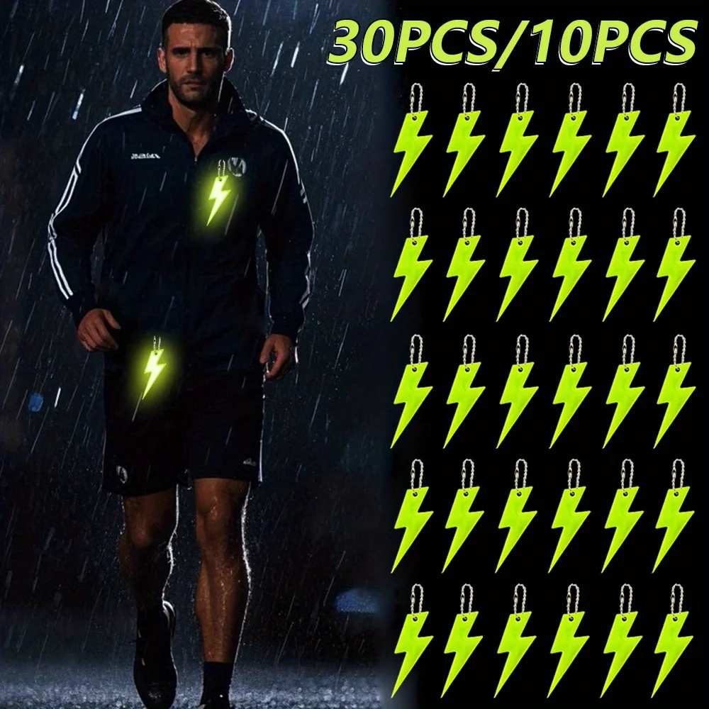 100pcs/30pcs/10pcs Lightning Reflective Keychain Set, Unisex Fashion Key Chain Accessories for Nighttime Travel