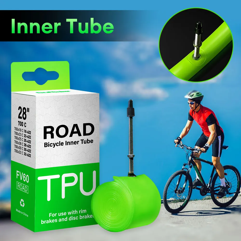 

Ultralight Bike Inner Tube 700C 18 25 28 32 Road MTB Bicycle TPU Material Tire 60mm 80mm Length French Valve Bicycle Accessories