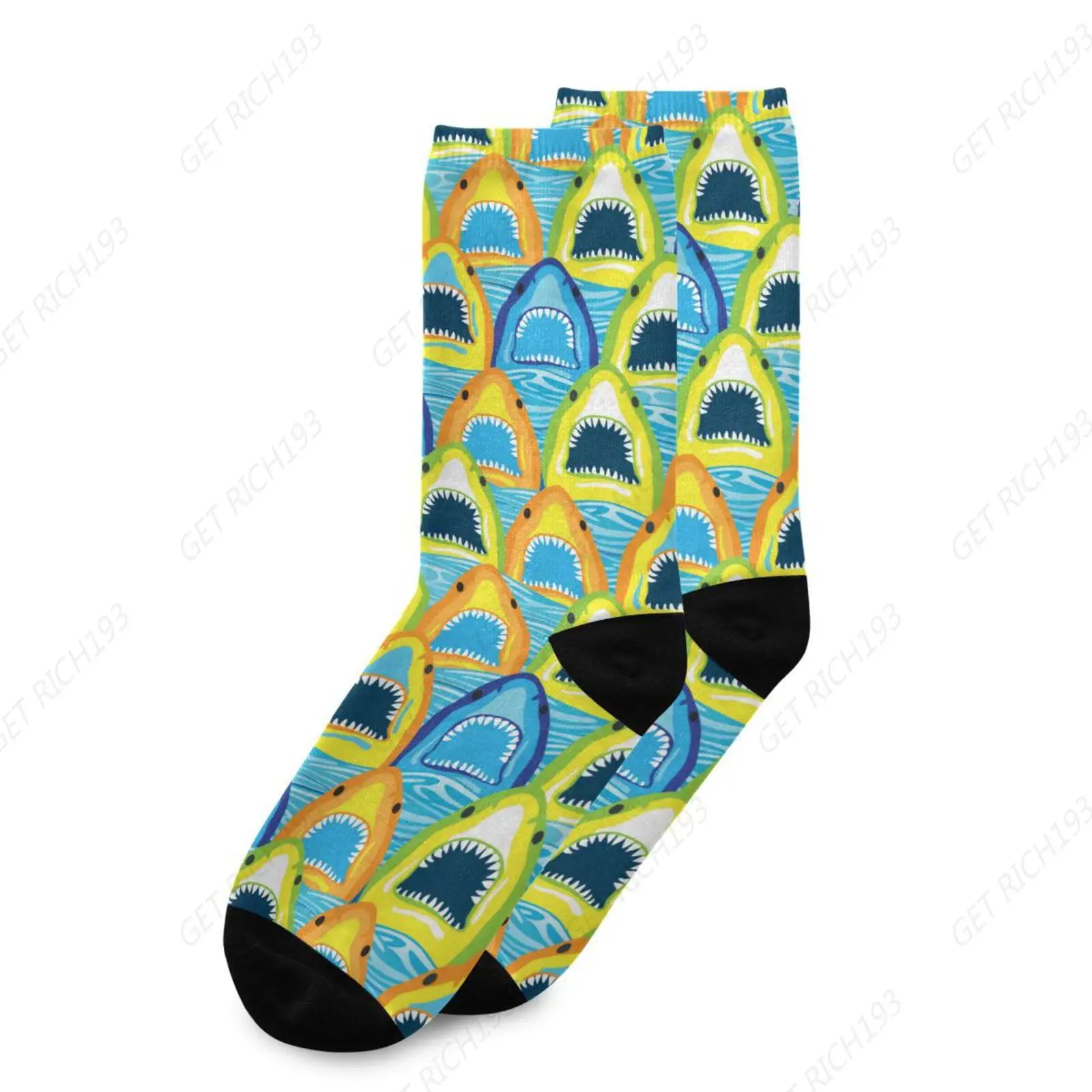 Colorful Sharks Socks Women Men Short Stockings Unisex Sock For Outdoor Indoor Soft Breathable