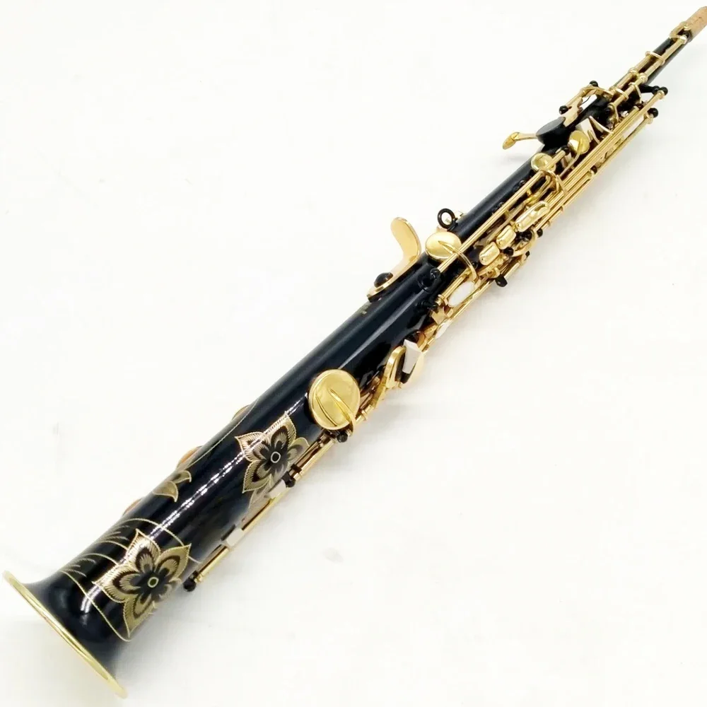 

Black gold 82 professional soprano saxophone Bb hand carved one-to-one pattern Japanese craft jazz instrument sax soprano