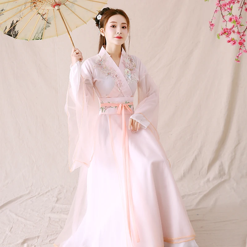 Costume chinois de prairie pour femmes et filles, robe Hanfu, broderie florale, tenue de festival trempée Tang, costume de danse folklorique, nickel é, cosplay