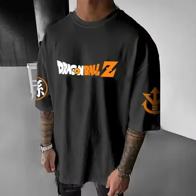 Dragon Ball Z 2025 Zomer Heren Katoenen T-shirt Losse Street Style Anime Afdrukken Super Casual Trend Veelzijdige Ouder-kind Top