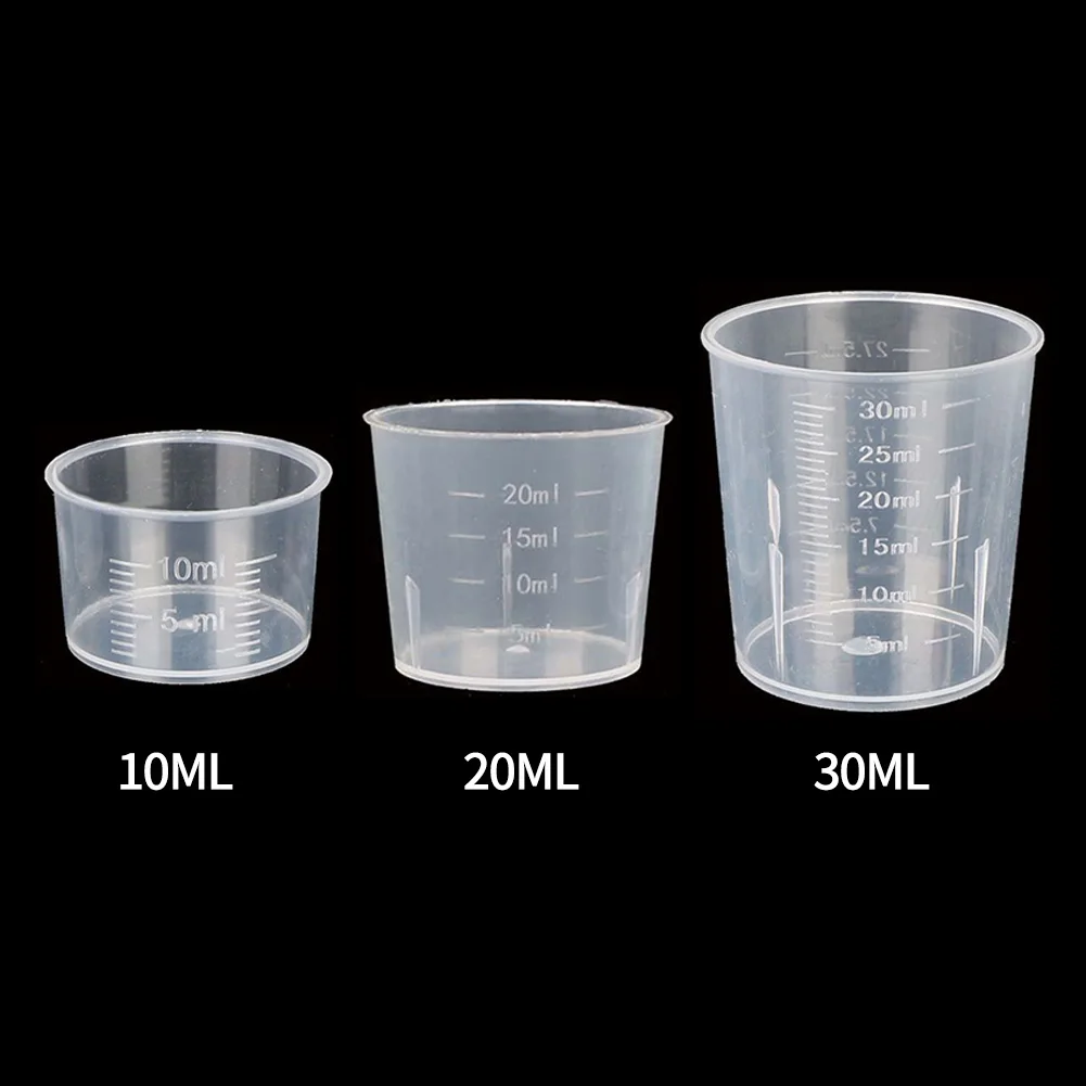 20pcs 10/20/30ml Plastic Measuring Cup Graduated Mixing Cup Liquid Container Epoxy Resin Silicone Making Tool Transparent