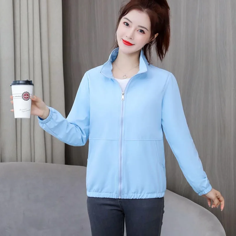 Spring And Autumn Loose Pocket  Women's  Korean Version All-match Casual Women's Top Trend Solid Color Short Zipper 