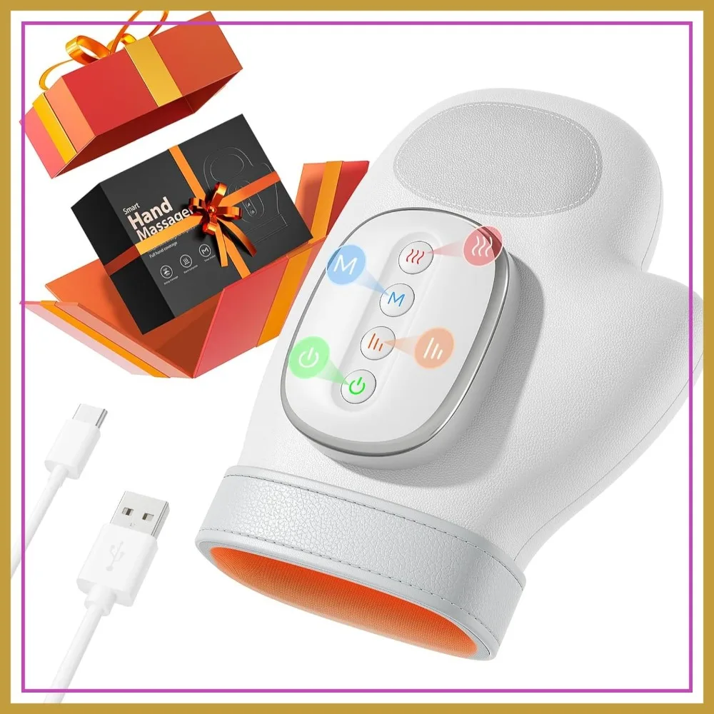 

Hand Massager with Heat and Compression, 3 Massage Modes & 3 Heat Settings & 5 Compression Levels for Carpal Tunnel Relief