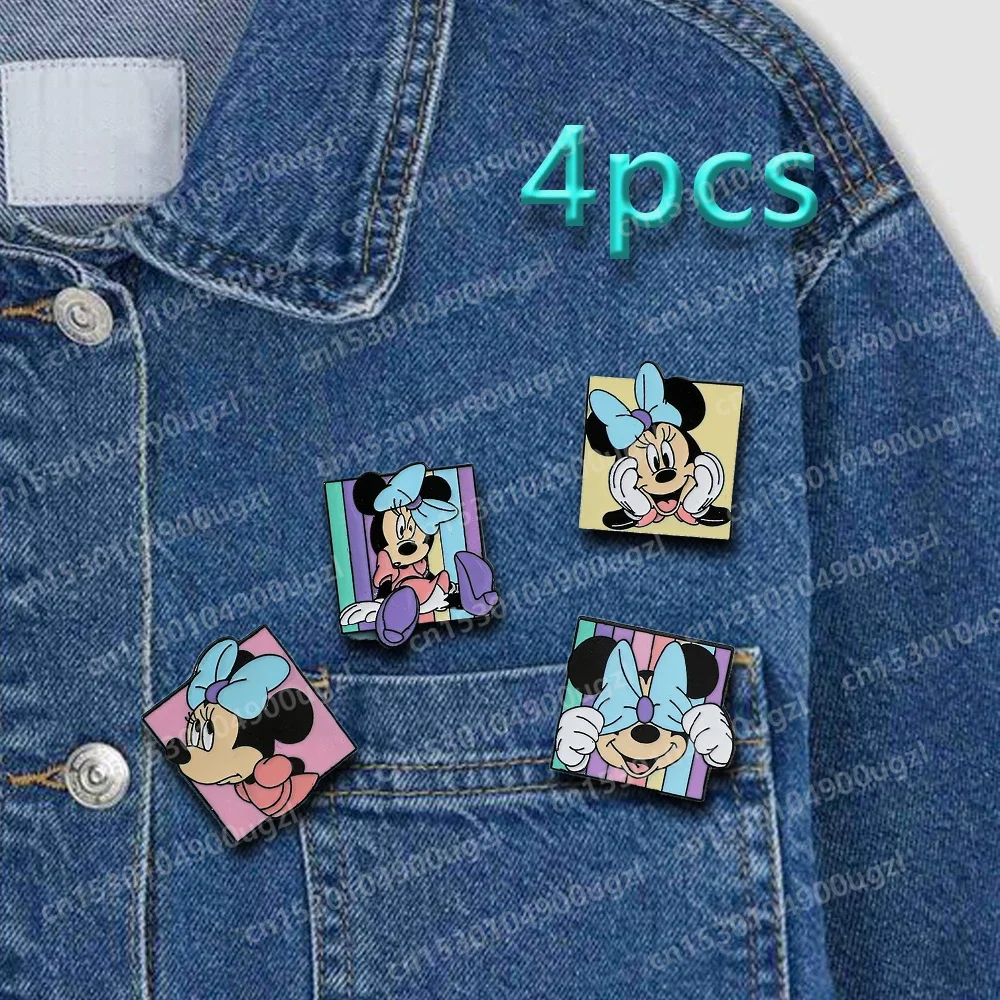 Hot Disney Anime Minnie Metal Brooch Different Forms of Cartoon Image Creative Lapel Enamel Pins To Decorate Outfits Personality