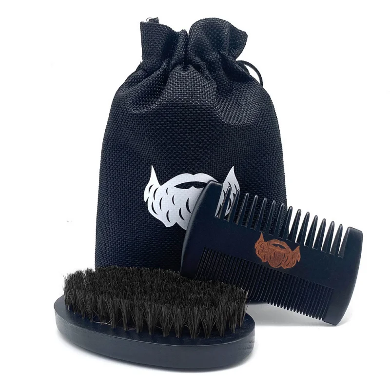 Men's Beard Kit Face Care Trimmer Double Sided Comb Brush Storage Bag