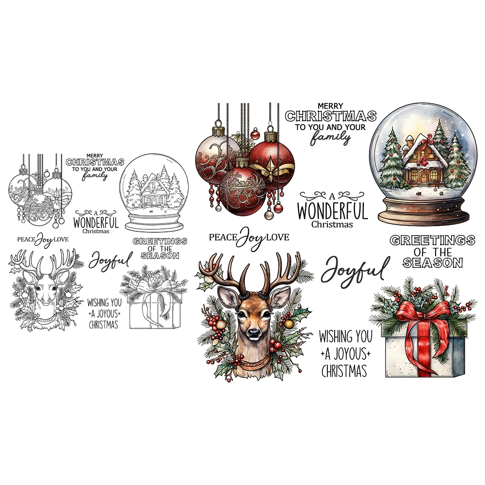 Mangocraft Merry Christmas Reindeer Gifts Clear Stamps DIY Scrapbooking Supplies Silicone Stamps For Card Making Albums Decor