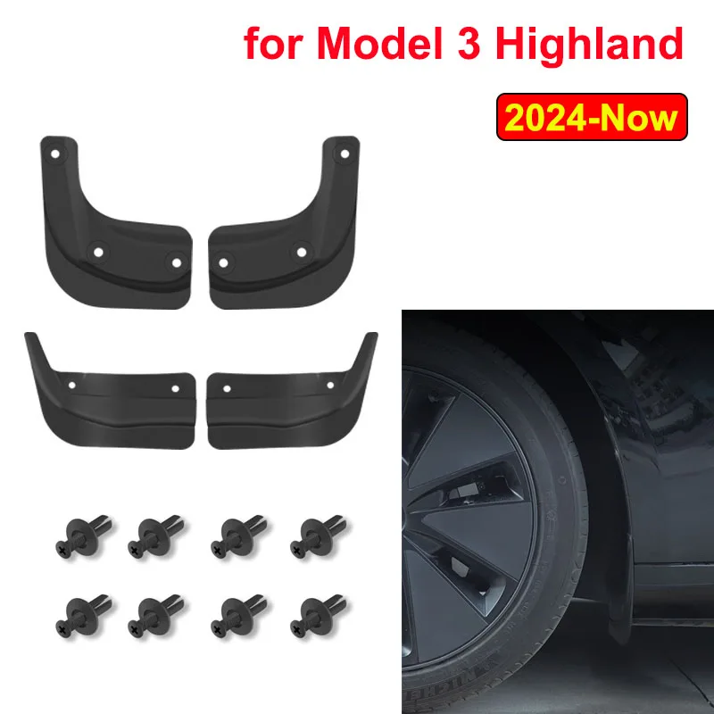 Garde-boue pour Tesla Model 3 Highland 2024-2026, garde-boue officiel d'origine, garde-boue avant et arrière, accessoires anti-éclaboussures