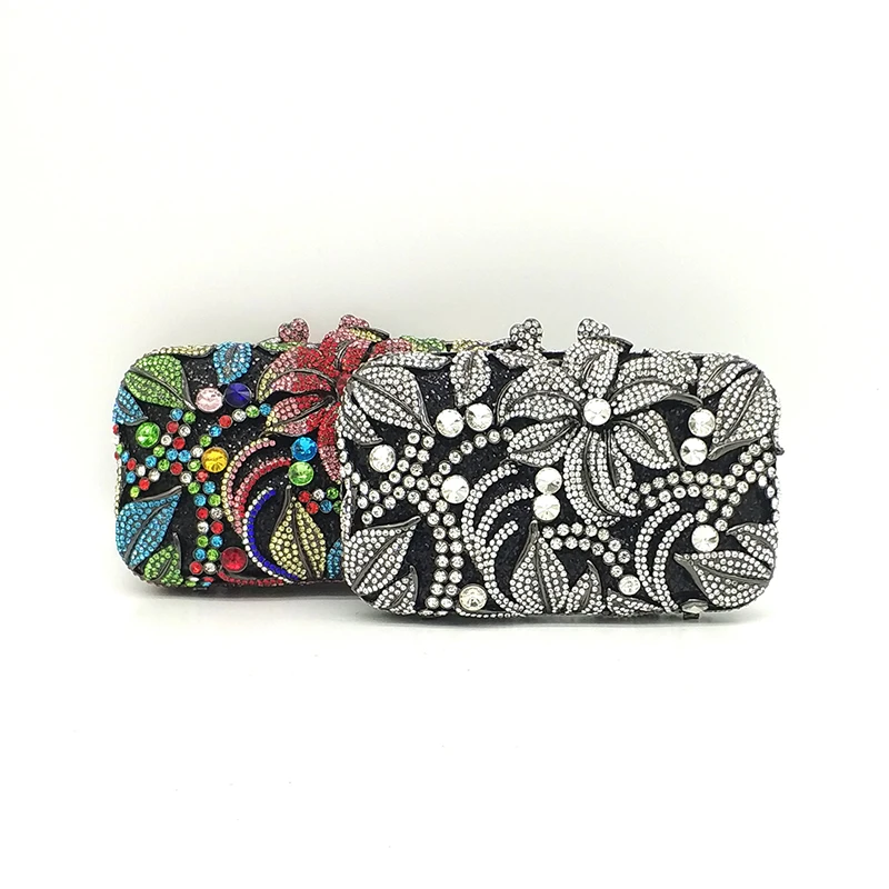 

Luxury design bridal wedding party purses women diamonds clutches rhinestone bag flower crystal clutch